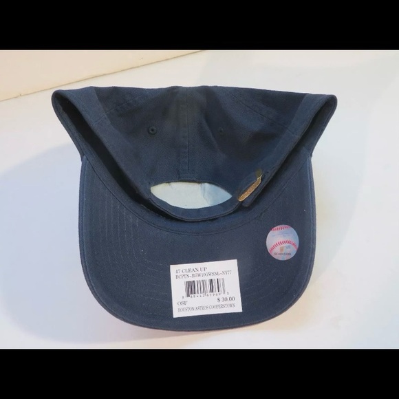 New '47 Clean Up Houston Astros Retro Plain Logo Strapback Hat Navy Blue NCAA - Picture 3 of 6